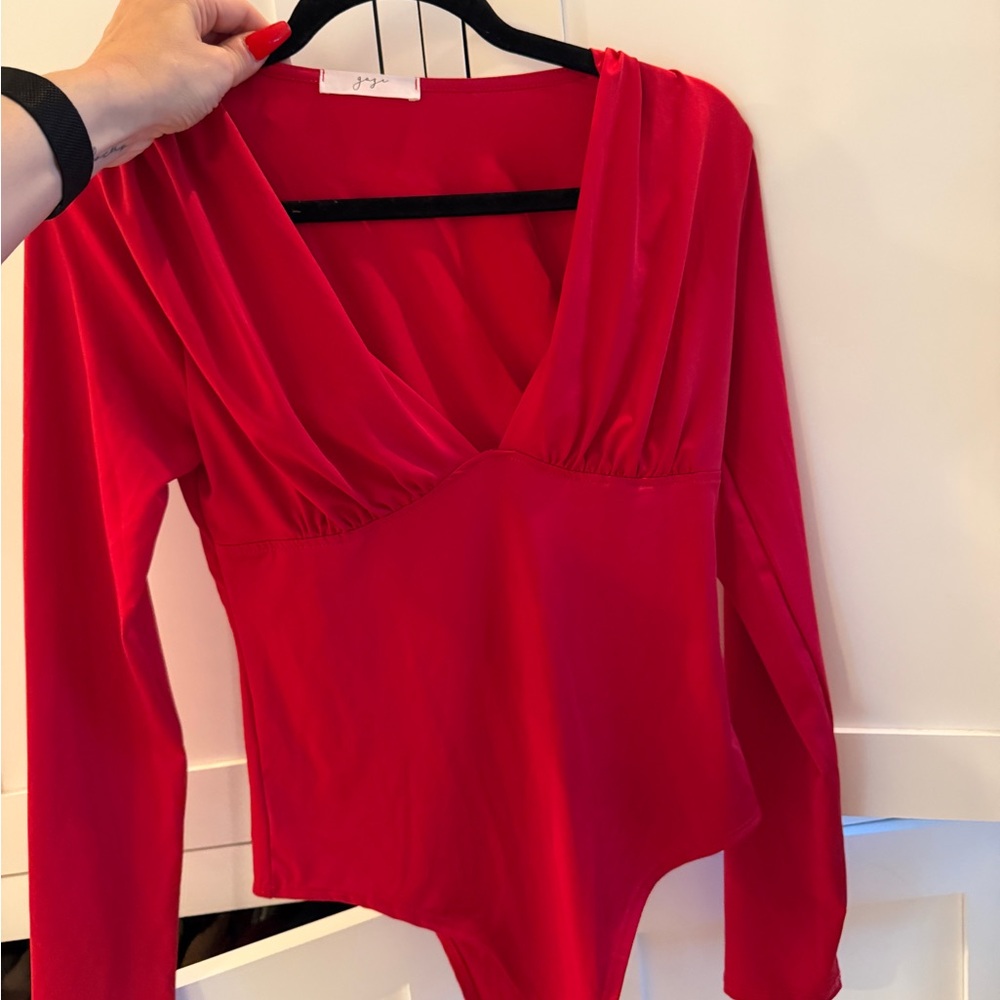 Wander Vibrant Red Long Sleeve Bodysuit